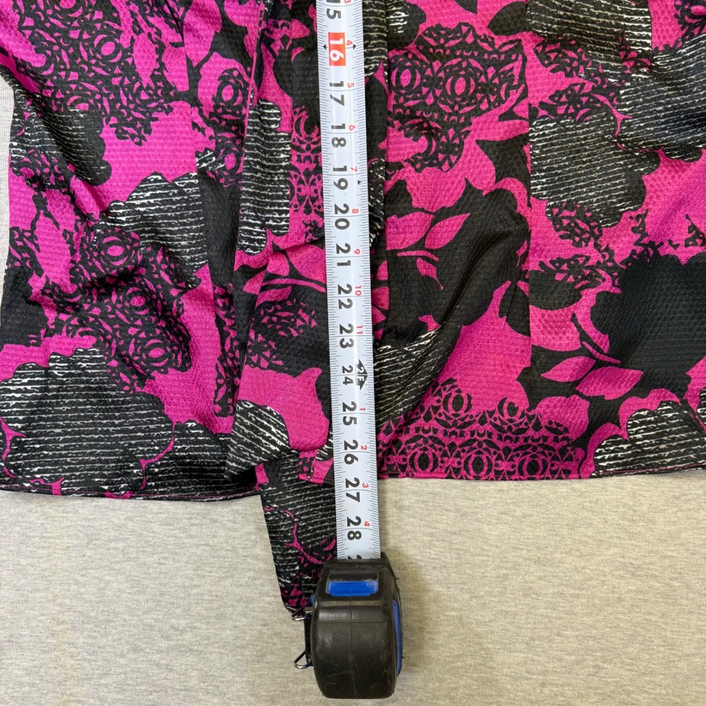 Worthington‎ Womens Pink Black Floral Tie Neck Blouse Short Sleeve XL Office Top - Picture 4 of 7